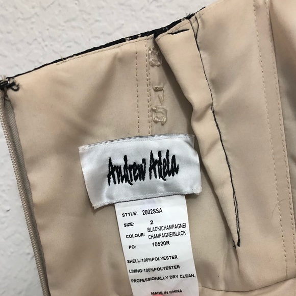 Andrew Adela- Black/Champagne Cocktail Dress - Picture 4 of 5